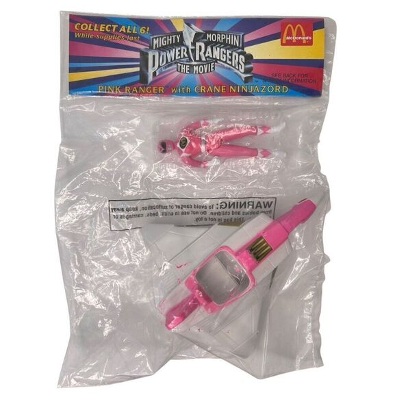 McDonalds Mighty Morphin Power Rangers 3 Pc Lot White, Pink, Black Ranger 1994 - Picture 6 of 9